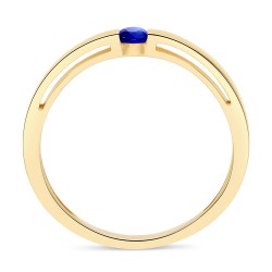 Solitaire en Or Jaune 375/1000 serti Saphir profil