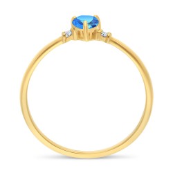 Bague Solitaire Or Jaune 375/1000 Topaze Bleue Suisse Diamants profil