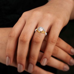 Bague 2 Tons Argent 925/1000 Perle de Culture portée