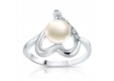 Bague Coeur Argent 925/1000 Perle de Culture