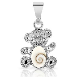 Pendentif Ourson Argent 925/1000 Oeil de Sainte Lucie