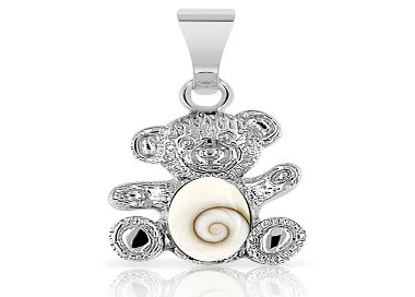 Pendentif Ourson Argent 925/1000 Oeil de Sainte Lucie