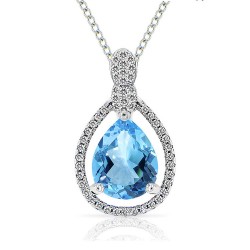 Collier en Argent 925 Topaze bleue taille poire