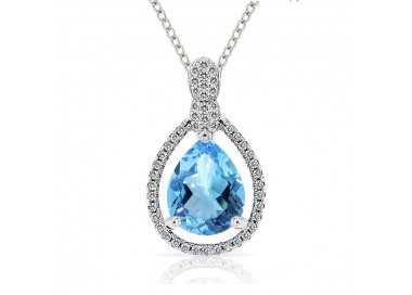 Collier en Argent 925 Topaze bleue taille poire