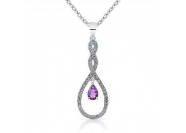 Collier Goutte d'eau en Argent 925 et Améthyste
