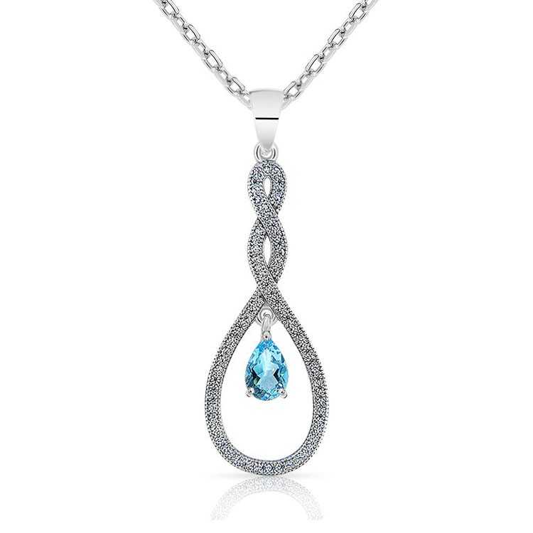 Collier Goutte d'eau Argent 925/1000 Topaze bleue