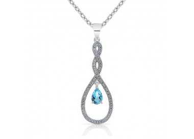 Collier Goutte d'eau Argent 925/1000 Topaze bleue