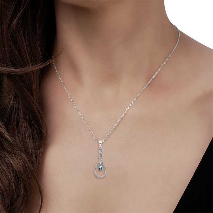Collier Goutte d'eau Argent 925/1000 Topaze bleue