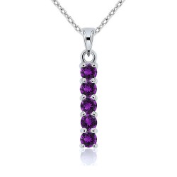 Collier Argent 925/1000 serti 5 Améthystes