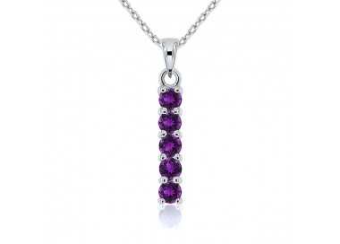 Collier Argent 925/1000 serti 5 Améthystes