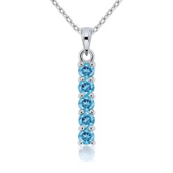 Collier Argent 925/1000 serti 5 Topazes bleues