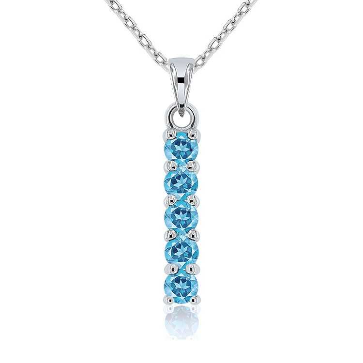 Collier Argent 925/1000 serti 5 Topazes bleues