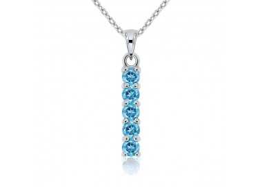 Collier Argent 925/1000 serti 5 Topazes bleues
