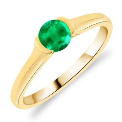 Bague Solitaire Or Jaune sertie Émeraude