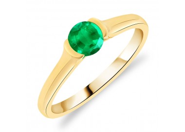 Bague Solitaire Or Jaune sertie Émeraude