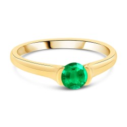 Bague Solitaire Or Jaune sertie Émeraude couchée