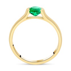 Bague Solitaire Or Jaune 375/1000 sertie Émeraude