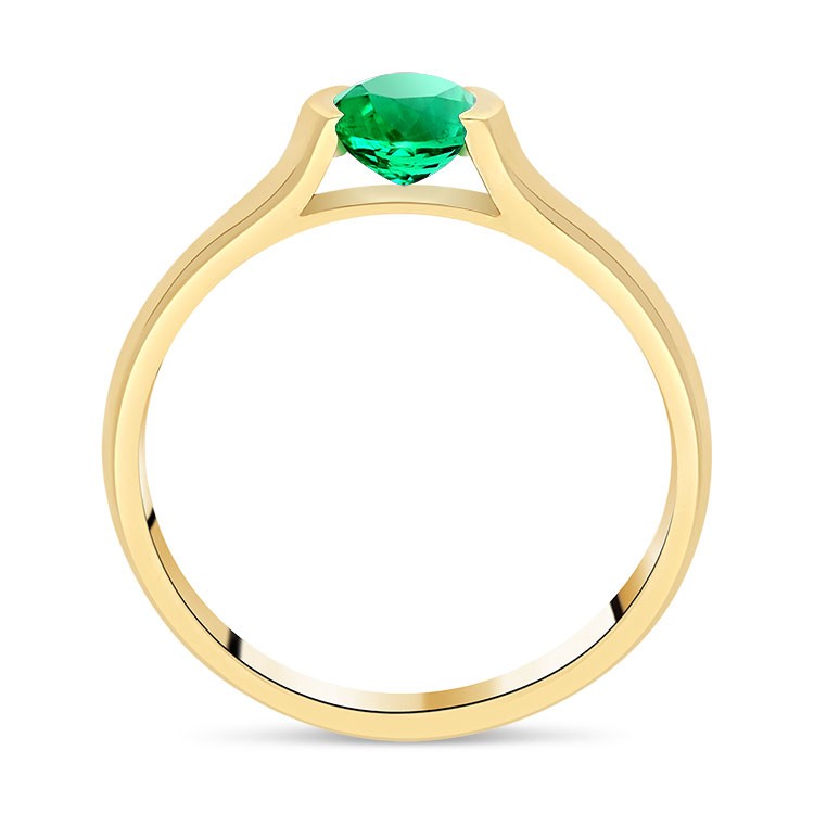 Bague Semi-monture Argent Sterling Plaqué Or Jaune Avec émeraude 8x8mm - Fait Main Inde