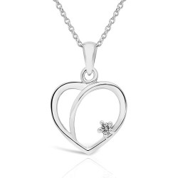 Collier forme Coeur en Or Blanc 375/1000 et Diamant blanc