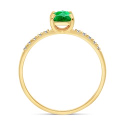 Bague Solitaire Or Jaune Émeraude taille Coussin profil