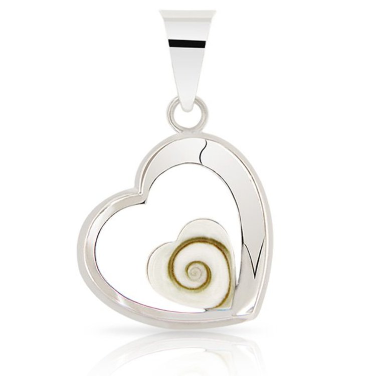 Pendentif Oeil de Sainte Lucie double Coeur Argent 925/1000 