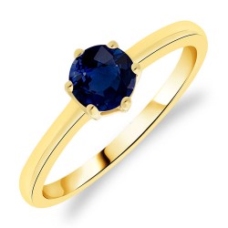 Bague Solitaire Or Jaune Saphir taille Rond