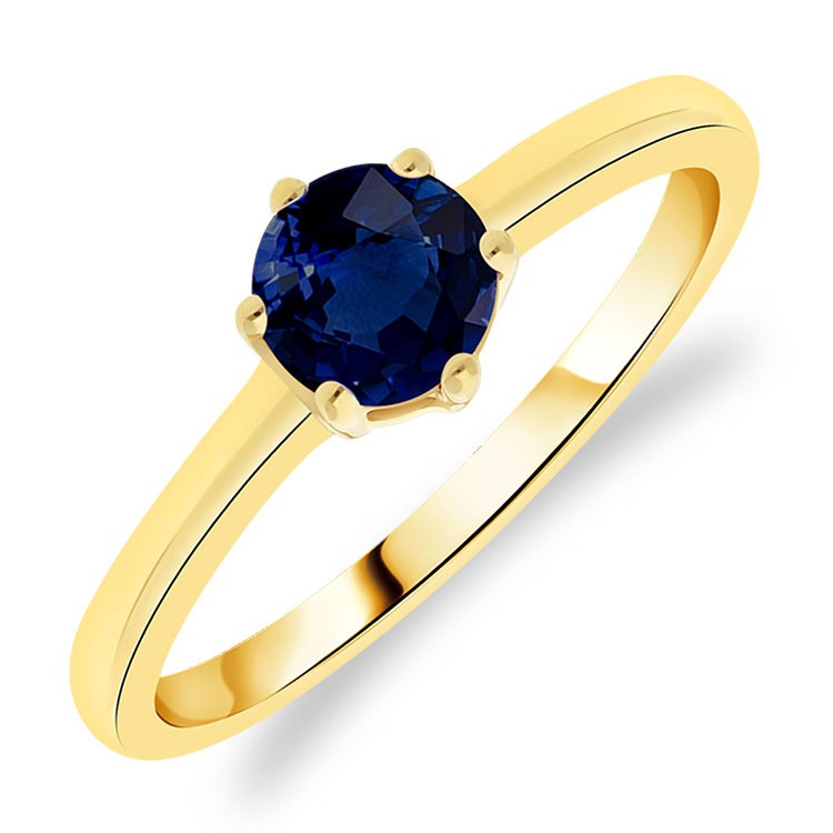 Bague Solitaire Or Jaune Saphir taille Rond