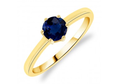 Bague Solitaire Or Jaune Saphir taille Rond