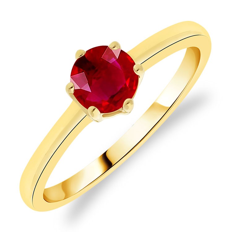Bague Solitaire Or Jaune Rubis taille Rond