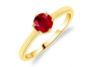 Bague Solitaire Or Jaune Rubis taille Rond