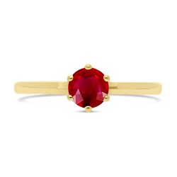 Bague Solitaire Or Jaune Rubis taille Rond dessus
