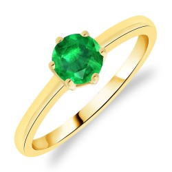 Bague Solitaire Or Jaune Émeraude taille Rond