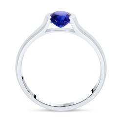 Bague Solitaire Or Blanc 375/1000 sertie Saphir profil