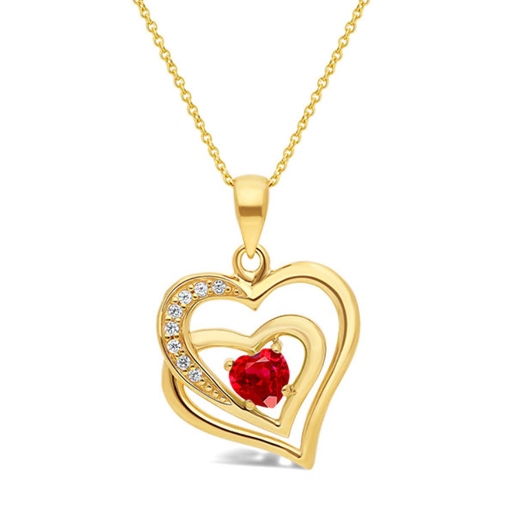 Collier forme Cœur en Or 375/1000 serti d'un Rubis taille Cœur Collier forme Cœur en Or 375/1000 serti d'un Rubis taille Cœur