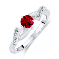 Bague Argent 925/1000 Rhodié sertie Rubis et Zirconiums