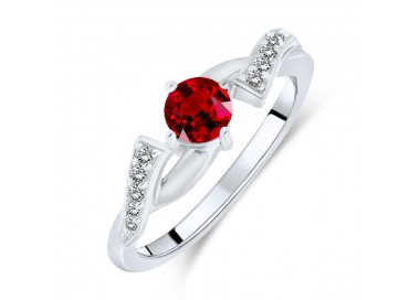 Bague Argent 925/1000 Rhodié sertie Rubis et Zirconiums