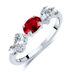 Bague en Argent 925/1000 Rhodié sertie Rubis taille Ovale