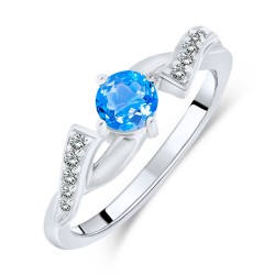 Bague en Argent 925/1000 Rhodié sertie Topaze Bleue Suisse