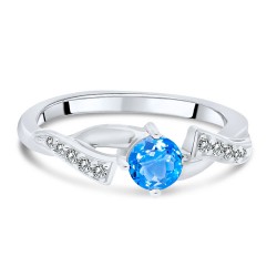 Bague en Argent 925/1000 Rhodié sertie Topaze Bleue Suisse couchée