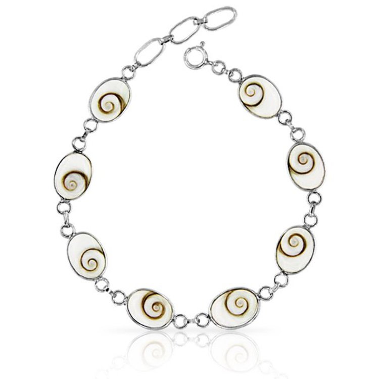 Bracelet Argent 925 Huit Nacres Oeil de Sainte Lucie