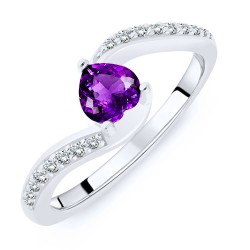 Bague Argent 925/1000 Rhodié sertie Améthyste taille Coeur