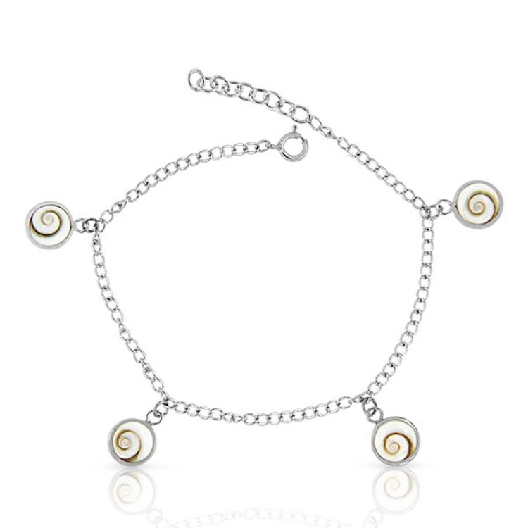 Bracelet Argent 925/1000 4 Charms Oeil de Sainte Lucie