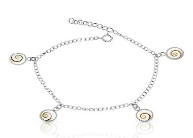 Bracelet Argent 925/1000 4 Charms Oeil de Sainte Lucie