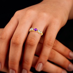 Bague Argent 925/1000 plaqué Or 18 carats sertie Améthyste Ovale portée