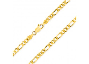 Chaîne Plaqué Or Argent 925 Homme Maille Figaro Alternée Plate (1+3) 4.2 mm