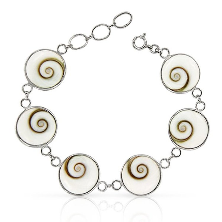 Bracelet Six Nacres Oeil de Sainte Lucie Argent 925/1000 