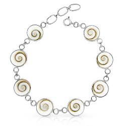 Bracelet Huit nacres Oeil de Sainte Lucie Argent 925/1000