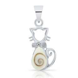 Pendentif Oeil de Sainte Lucie Chat en Argent 925/1000
