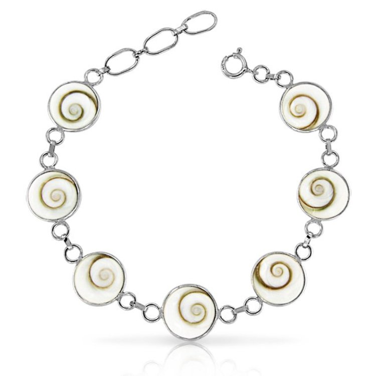 Bracelet Sept Nacres Oeil de Sainte Lucie Argent 925/1000 