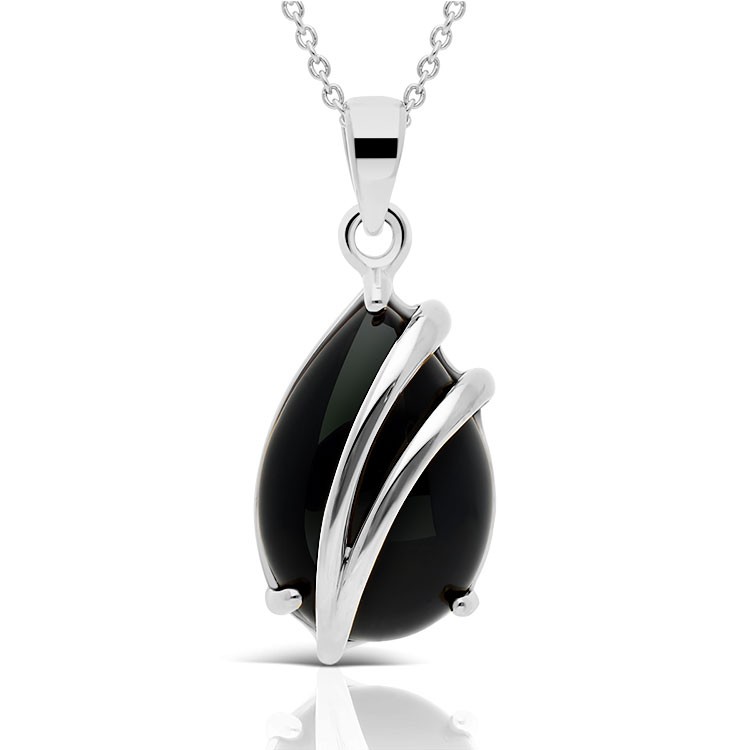 Collier Or blanc 375/1000 et Onyx